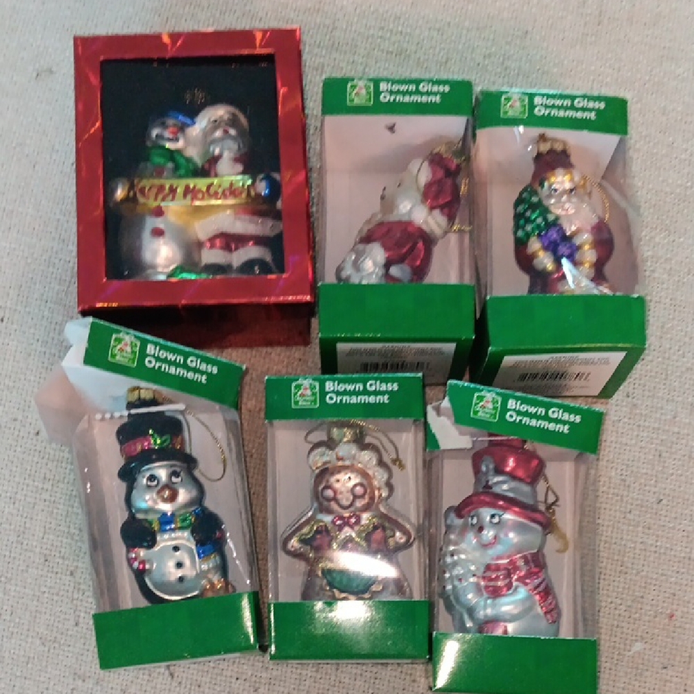 Blown Glass Christmas Ornaments Set